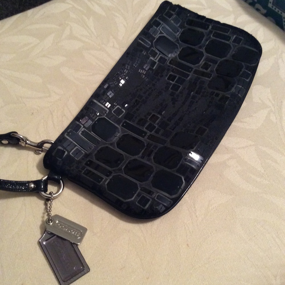 Coach Wristlet Purse - Sequins & Silk - Black